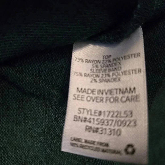 Fortune and Ivy Dark Green knit Women's Top with Button Detail Size XL NWT - Picture 6 of 7